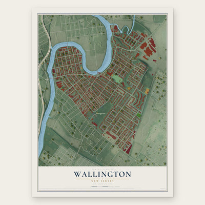 Wallington, New Jersey map print, the full design