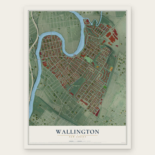 Wallington, New Jersey map print, the full design