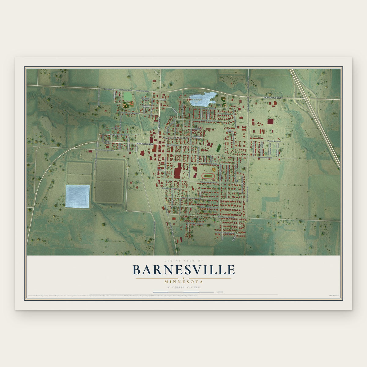 Barnesville, Minnesota map print, the full design