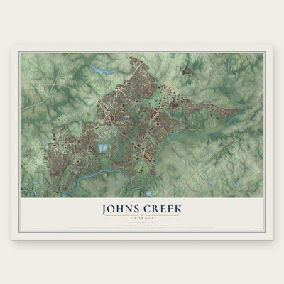 Johns Creek, Georgia map print, the full design