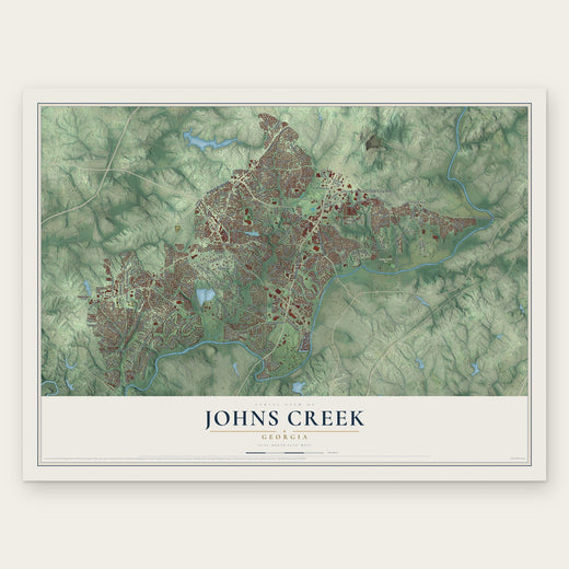 Johns Creek, Georgia map print, the full design