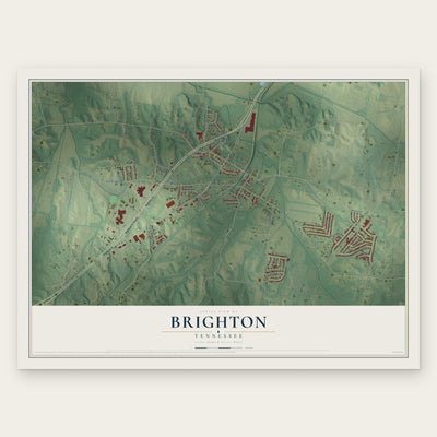 Brighton, Tennessee map print, the full design