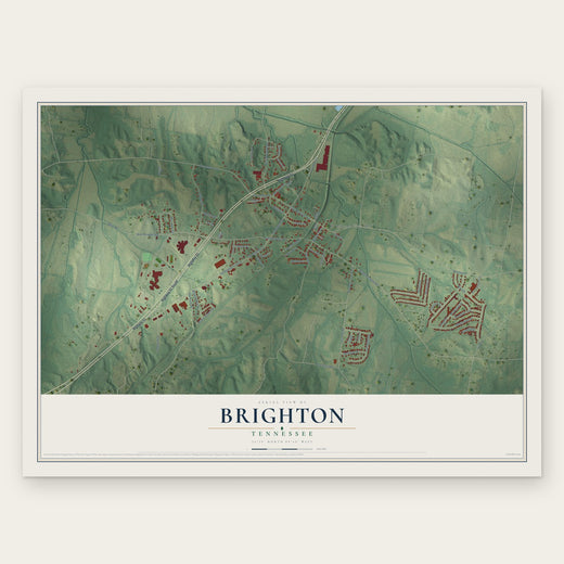 Brighton, Tennessee map print, the full design