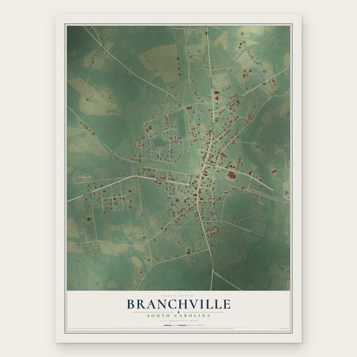 Branchville, South Carolina map print, the full design