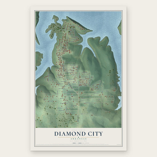 Diamond City, Arkansas map print, the full design