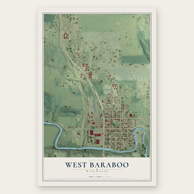West Baraboo, Wisconsin map print, the full design