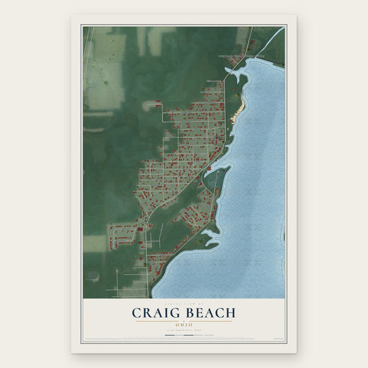 Craig Beach, Ohio map print, the full design