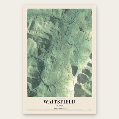 Waitsfield, Vermont map print, the full design