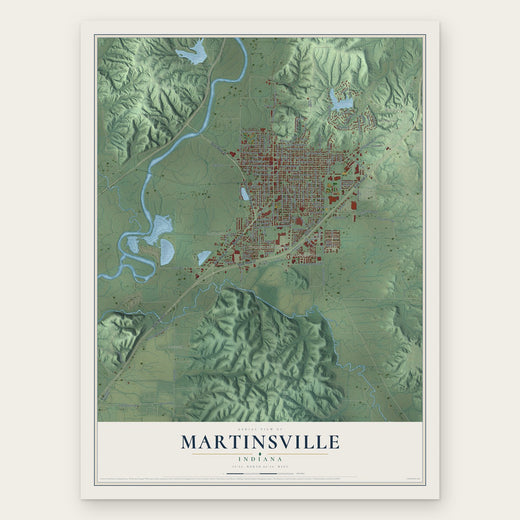 Martinsville, Indiana map print, the full design