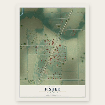 Fisher, Arkansas map print, the full design