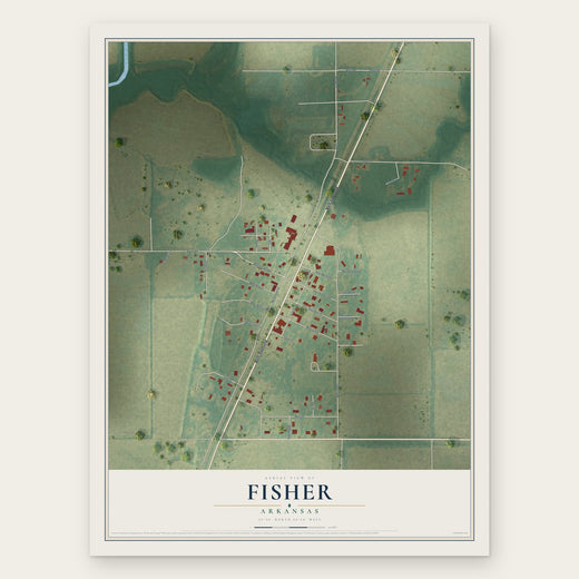 Fisher, Arkansas map print, the full design