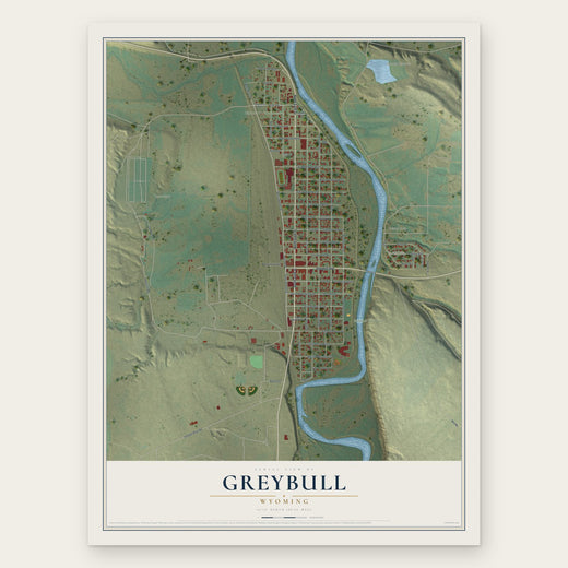 Greybull, Wyoming map print, the full design