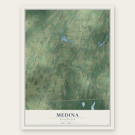 Medina, Wisconsin map print, the full design