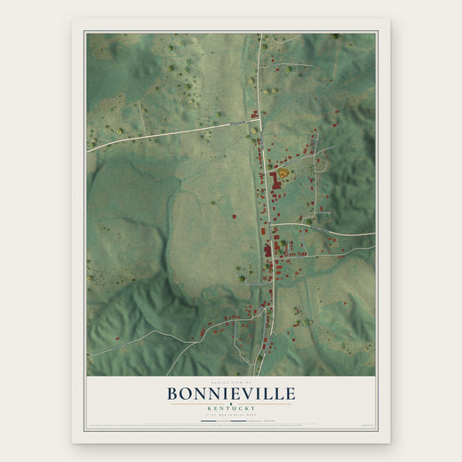 Bonnieville, Kentucky map print, the full design
