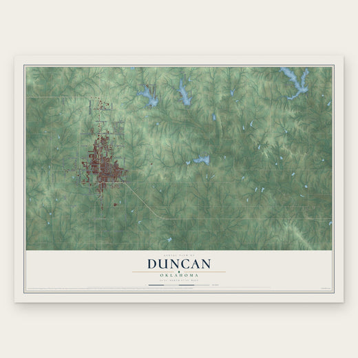 Duncan, Oklahoma map print, the full design