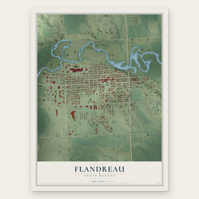 Flandreau, South Dakota map print, the full design