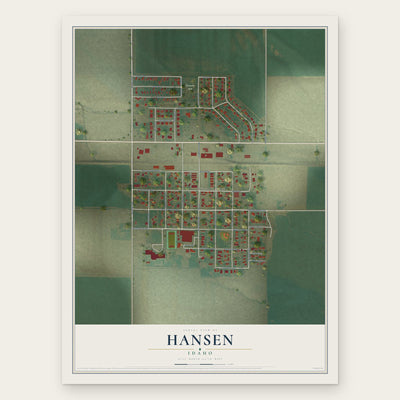 Hansen, Idaho map print, the full design