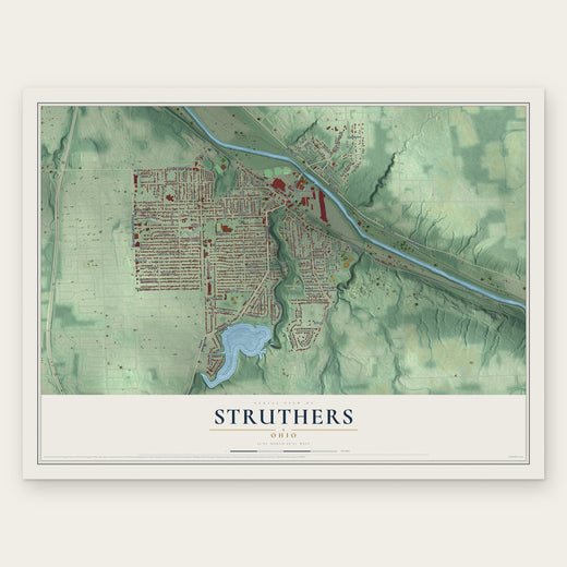 Struthers, Ohio map print, the full design