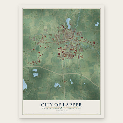 Lapeer, Michigan map print, the full design