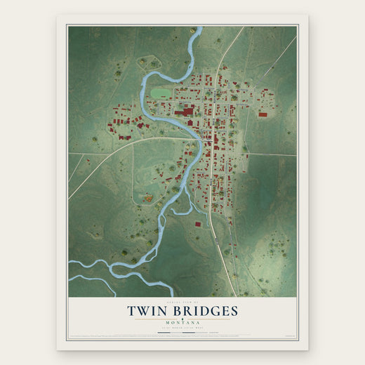 Twin Bridges, Montana map print, the full design