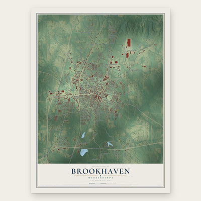 Brookhaven, Mississippi map print, the full design