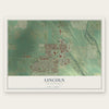 Lincoln, North Dakota map print, the full design
