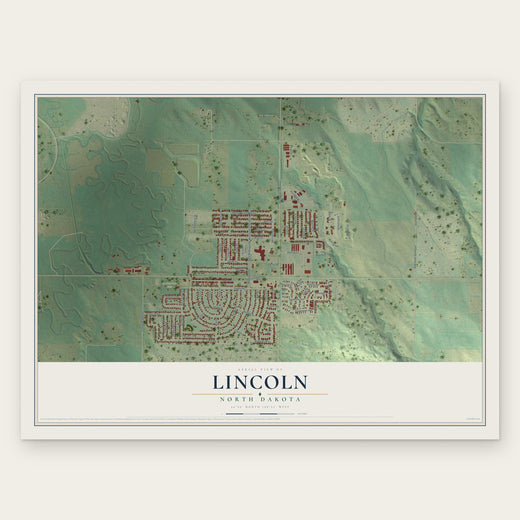 Lincoln, North Dakota map print, the full design