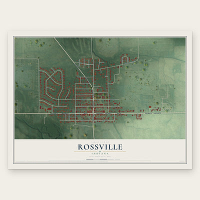 Rossville, Indiana map print, the full design