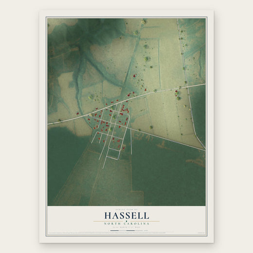 Hassell, North Carolina map print, the full design