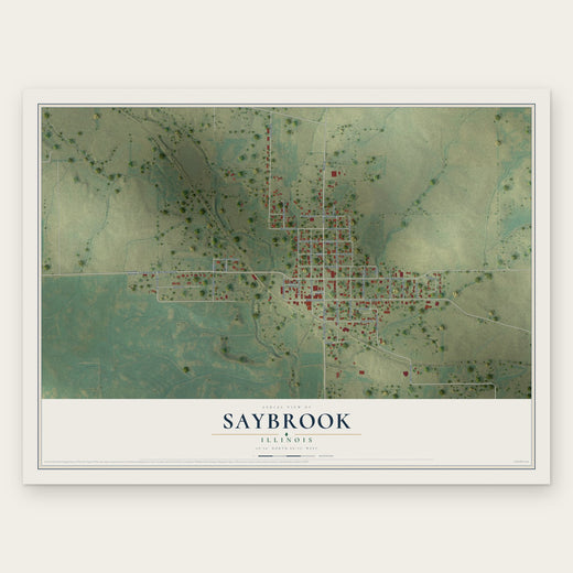 Saybrook, Illinois map print, the full design