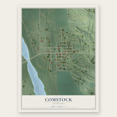 Comstock, Nebraska map print, the full design