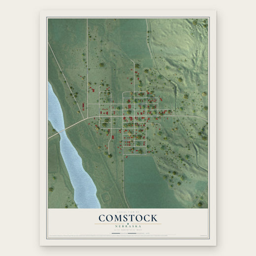 Comstock, Nebraska map print, the full design