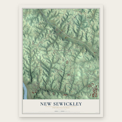 New Sewickley, Pennsylvania map print, the full design