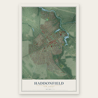 Haddonfield, New Jersey map print, the full design