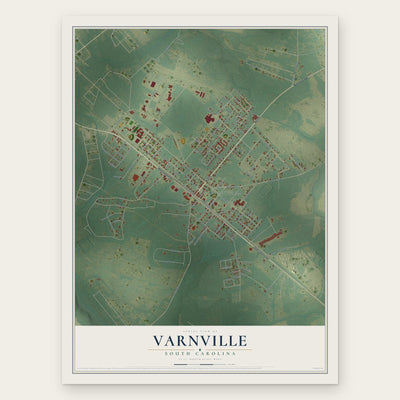 Varnville, South Carolina map print, the full design