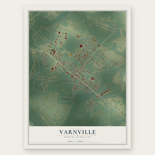 Varnville, South Carolina map print, the full design