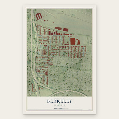 Berkeley, Illinois map print, the full design