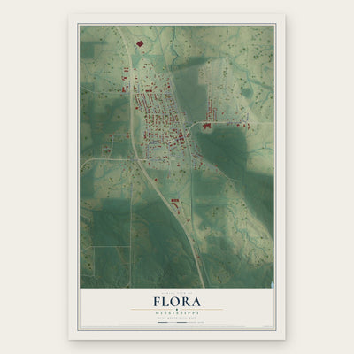 Flora, Mississippi map print, the full design
