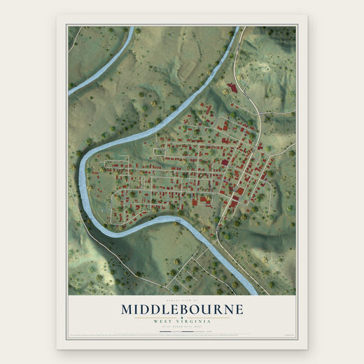 Middlebourne, West Virginia map print, the full design