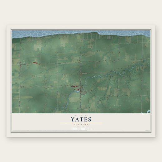Yates, New York map print, the full design