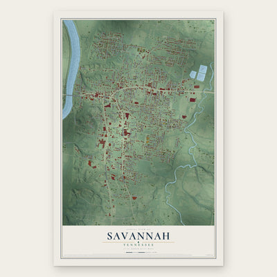 Savannah, Tennessee map print, the full design