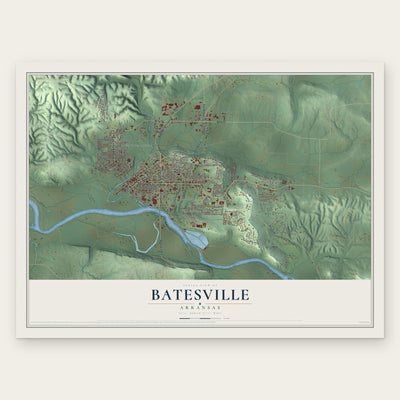 Batesville, Arkansas map print, the full design