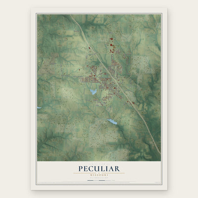 Peculiar, Missouri map print, the full design