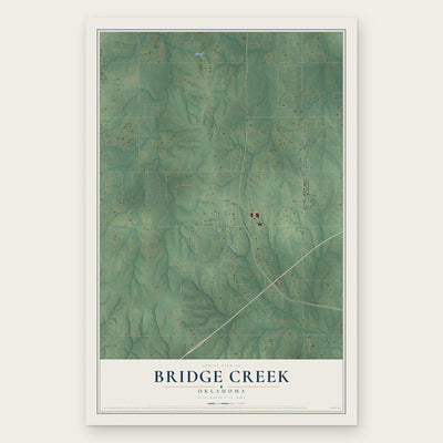 Bridge Creek, Oklahoma map print, the full design