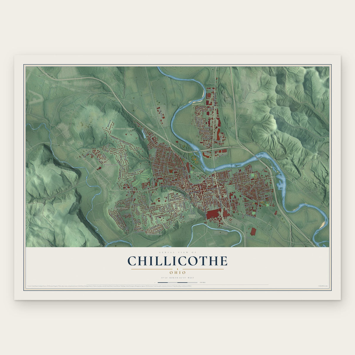 Chillicothe, Ohio map print, the full design