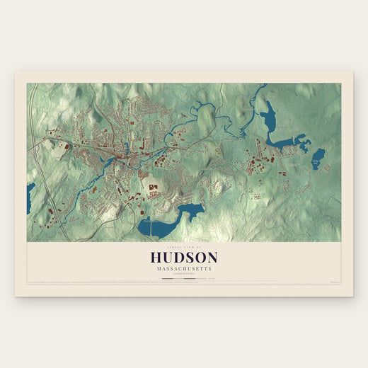 Hudson, Massachusetts map print, the full design