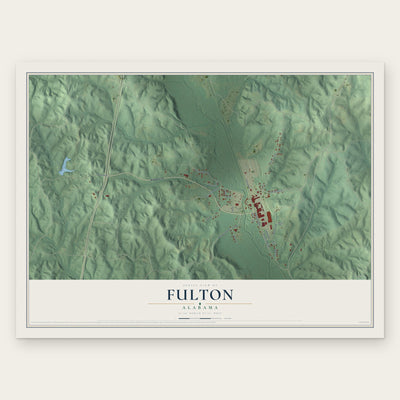 Fulton, Alabama map print, the full design