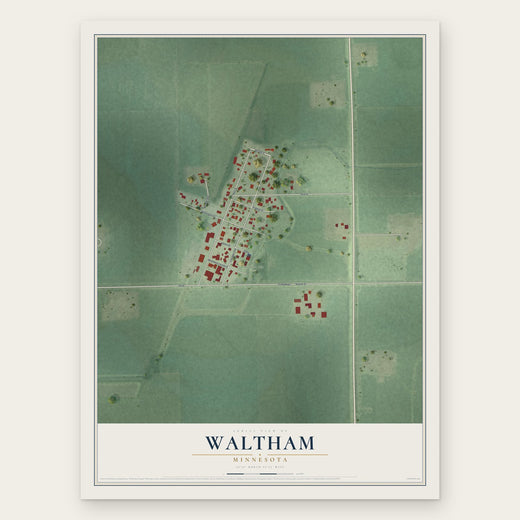 Waltham, Minnesota map print, the full design