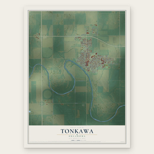 Tonkawa, Oklahoma map print, the full design