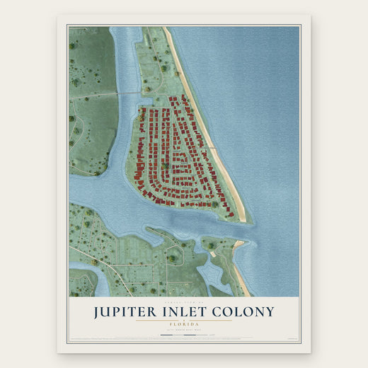 Jupiter Inlet Colony, Florida map print, the full design